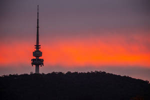 Canberra Telstra Tower Red Sky Wallpaper