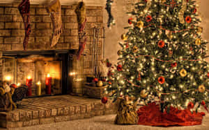 Candle Fireplace High Resolution Christmas Desktop Wallpaper