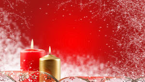 Candles On Red Christmas Background Wallpaper