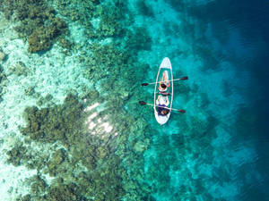 Canoe And Sea Background Wallpaper