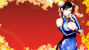 Capcom Chun-li Floral Border Wallpaper