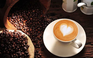 Cappuccino With Coffee Beans Wallpaper