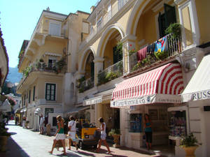 Capri Italy Cream Painted Houses Wallpaper
