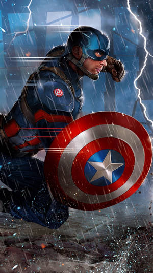 Captain America Bravely Stands His Ground Wallpaper