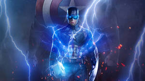 Captain America Holding Mjolnir - Power Unleashed Wallpaper