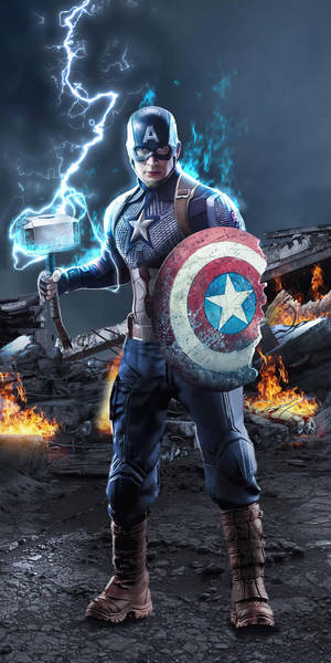 Captain America Mobile Burning Surroundings Wallpaper