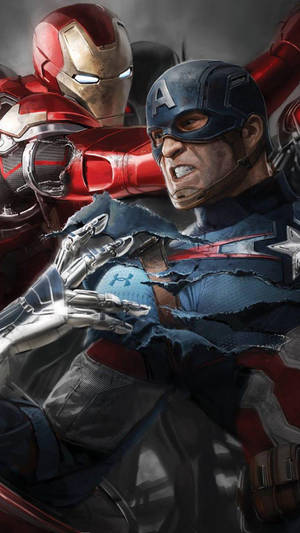 Captain America Mobile Iron Man Fight Wallpaper
