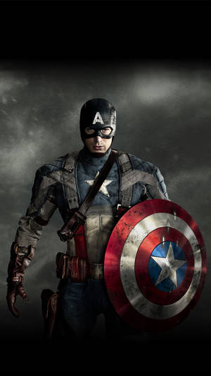 Captain America Soars Over The Dark Sky Wallpaper