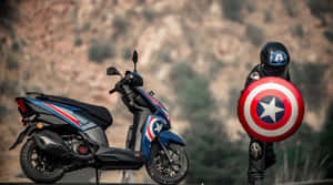 Captain America Themed Scooterand Rider Wallpaper