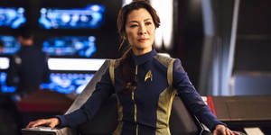 Captain Georgiou From Star Trek Discovery Standing In Command Wallpaper