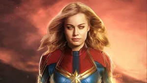 Captain Marvel 4k Gold Eyes Wallpaper