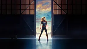 Captain Marvel 4k Standing With Glowing Hands Wallpaper
