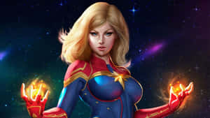 Captain Marvel Empowers Humanity And Protects The Universe Wallpaper