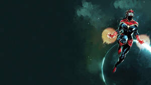 Captain Marvel In Dark Sky Wallpaper