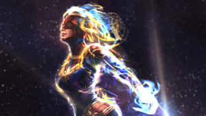 Captain Marvel Power Aura Space Background Wallpaper