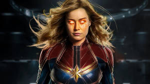 Captain Marvel Uses High-tech Computer Wallpaper