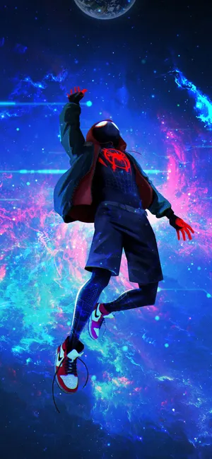 Caption: Action-packed Artwork Of Miles Morales For Iphone Wallpaper