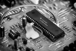 Caption: Advanced Modern Motherboard Close-up View Wallpaper