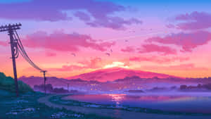 Caption: Breathtaking Sunset Sky Wallpaper