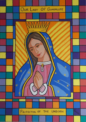 Caption: Brilliant And Vibrant Artwork Depicting The Virgen De Guadalupe Wallpaper