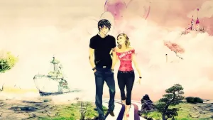 Caption: Cartoon Couple's Enchanting Love Story Wallpaper