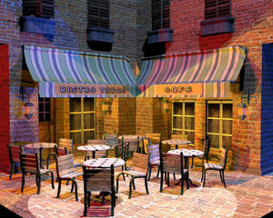 Caption: Cozy Bistro Cafe With Inviting Atmosphere Wallpaper
