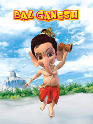 Caption: Divine Adventures Of Bal Ganesh Running On Sand Wallpaper