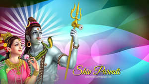 Caption: Divine Outlook Of Lord Shiva And Goddess Parvati In Hd Wallpaper