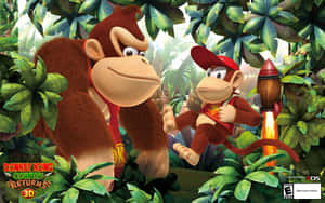 Caption: Donkey Kong In Athletic Action Wallpaper