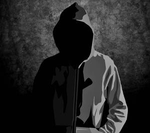 Caption: Edgy Dark Hoodie Graphic Art Wallpaper