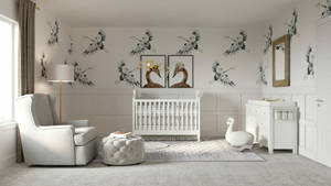 Caption: Elegant White Peacock Themed Living Room Wallpaper
