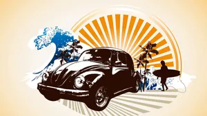 Caption: Embracing The Spirit Of Vintage Surfing Wallpaper