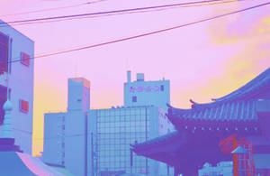 Caption: Embracing Tranquility In Pastel Japanese Aesthetic Wallpaper