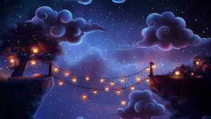 Caption: Enchanting Night View Of A Whimsical Bridge Wallpaper