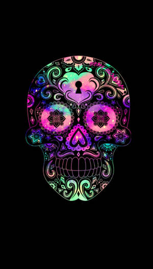 Caption: Engrossing Artistry Of Colorful Skull Wallpaper