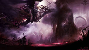 Caption: Enigmatic Smoky Dark Japanese Dragon On Pc Screen Wallpaper