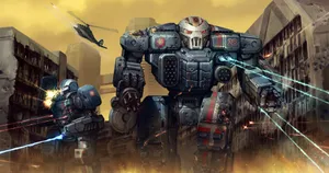 Caption: Epic Mech Battle In Battletech Universe Wallpaper