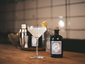 Caption: Exquisite Botanical Monkey 47 Gin Dry Cocktail Wallpaper
