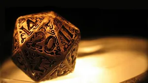 Caption: Fantasy-inspired D20 Dice Wallpaper
