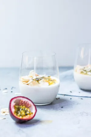 Caption: Fresh Passion Fruit And Coconut Yogurt Wallpaper