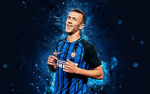 Caption: Ivan Perisic Spotlighted With Blue Aura Wallpaper