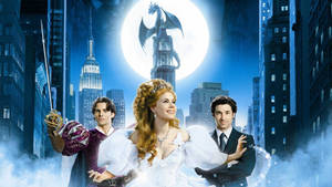 Caption: Leading Trio Of Enchanted – Prince Edward, Giselle, And Robert Wallpaper