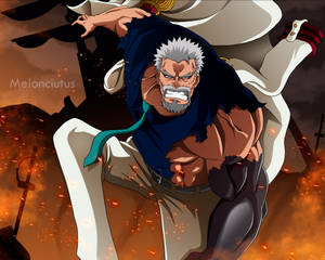 Caption: Legendary Marine Hero, Monkey D Garp In Action Wallpaper