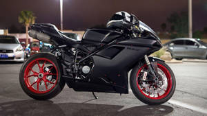 Caption: Majestic Black Ducati 848 Bike In Hd Wallpaper