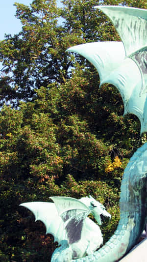 Caption: Majestic Blue Dragon Wallpaper