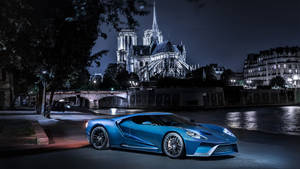 Caption: Majestic Blue Ford Gt Supercar In Its Stunning Glory Wallpaper