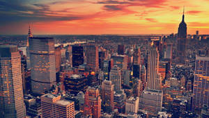 Caption: Majestic New York City Skyline At Sunset In 4k Wallpaper