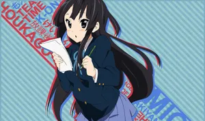 Caption: Mio Akiyama Music Performance Wallpaper