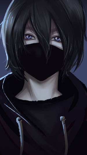 Caption: Mysterious Anime Boy With A Black Mask Wallpaper