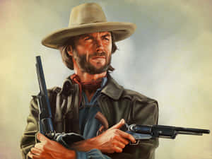 Caption: Mysterious Outlaw In A Dramatic Sunset Wallpaper